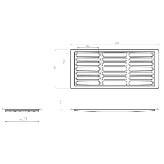 Čuguna redele, 235x530 mm